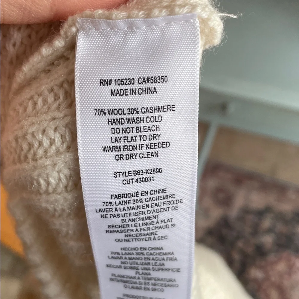 Joie Cream Sweater Medium Cashmere Wool - Picture 7 of 7